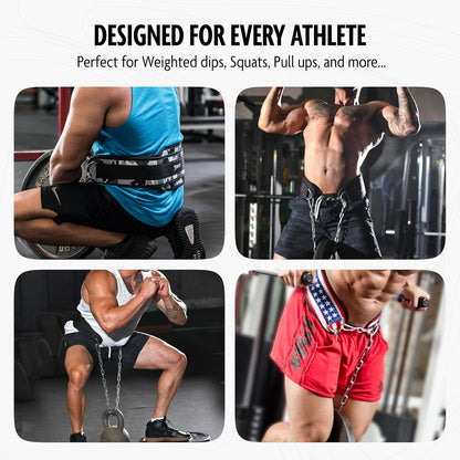 Dip Belt for Weight Lifting, Pullup, Squats & Dips - 36" Robust Steel Chain, Comfortable Neoprene Padding Supports 350Lbs - Gym Weight Belt for Strength Training Workout & Weightlifting